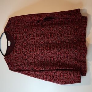 J Jill Long Sleeve Sweater Holiday Floral Print Women's Sz Medium Red/Black EUC